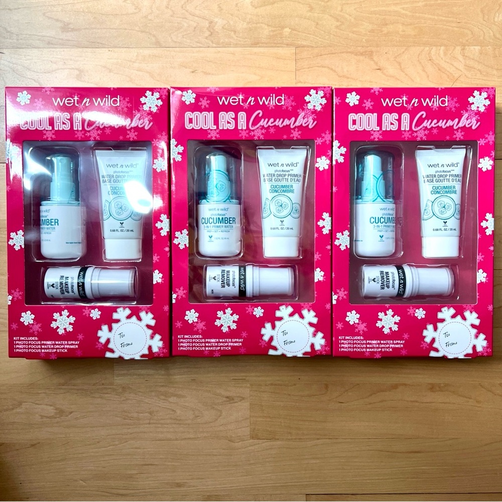 Lot 3 Wet N Wild Cool as A Cucumber Gift Set Primer Water Makeup Remover Stick